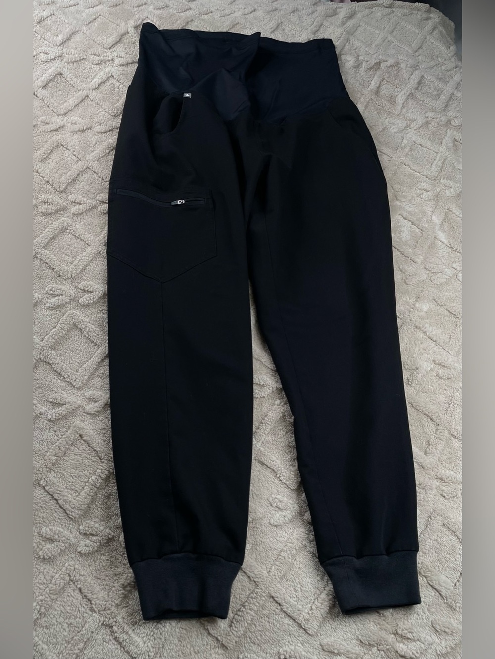 Figs Black Maternity Jogger Pants w/ Stretch Panel ~ Size Large ~ Medical Staff